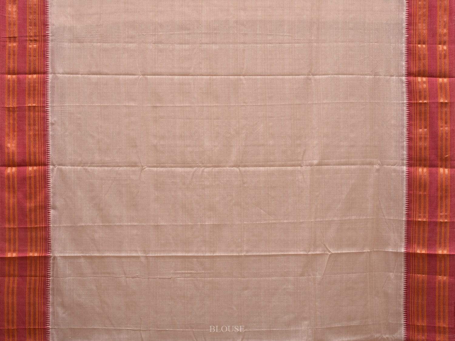 Cream Narayanpet Cotton Plain Saree with Natural Dye Colors np0502