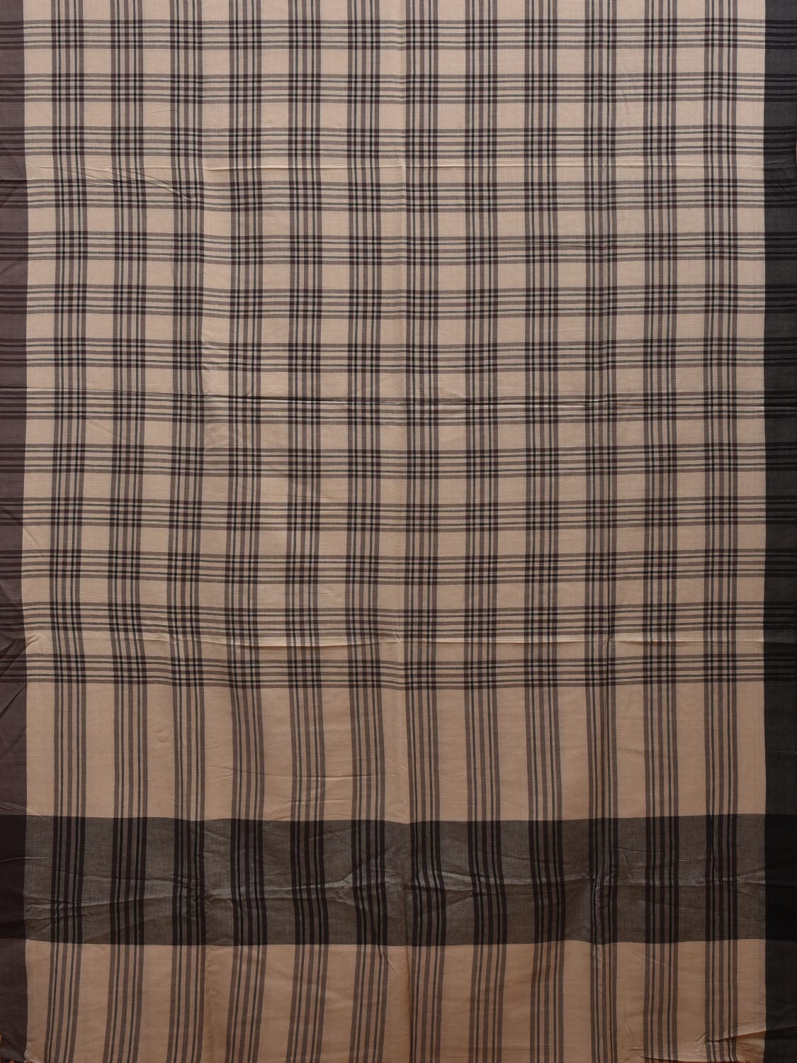 Cream Organic Cotton Handloom Saree with Checks Design o0304