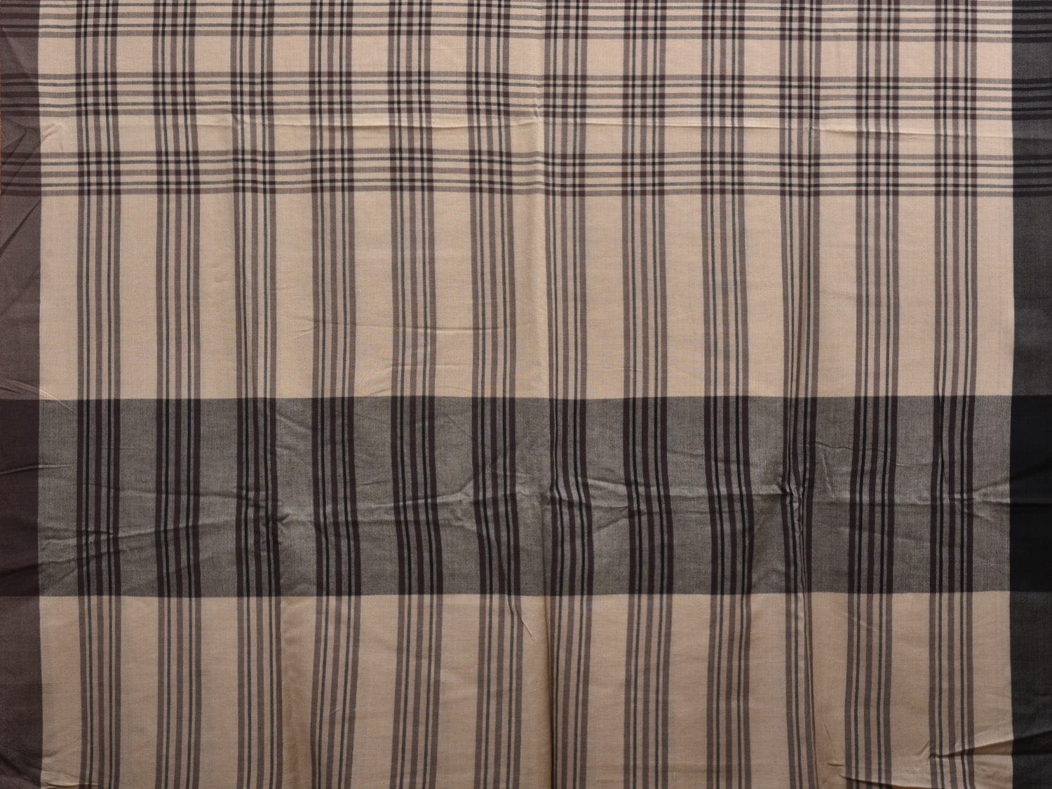 Cream Organic Cotton Handloom Saree with Checks Design o0304