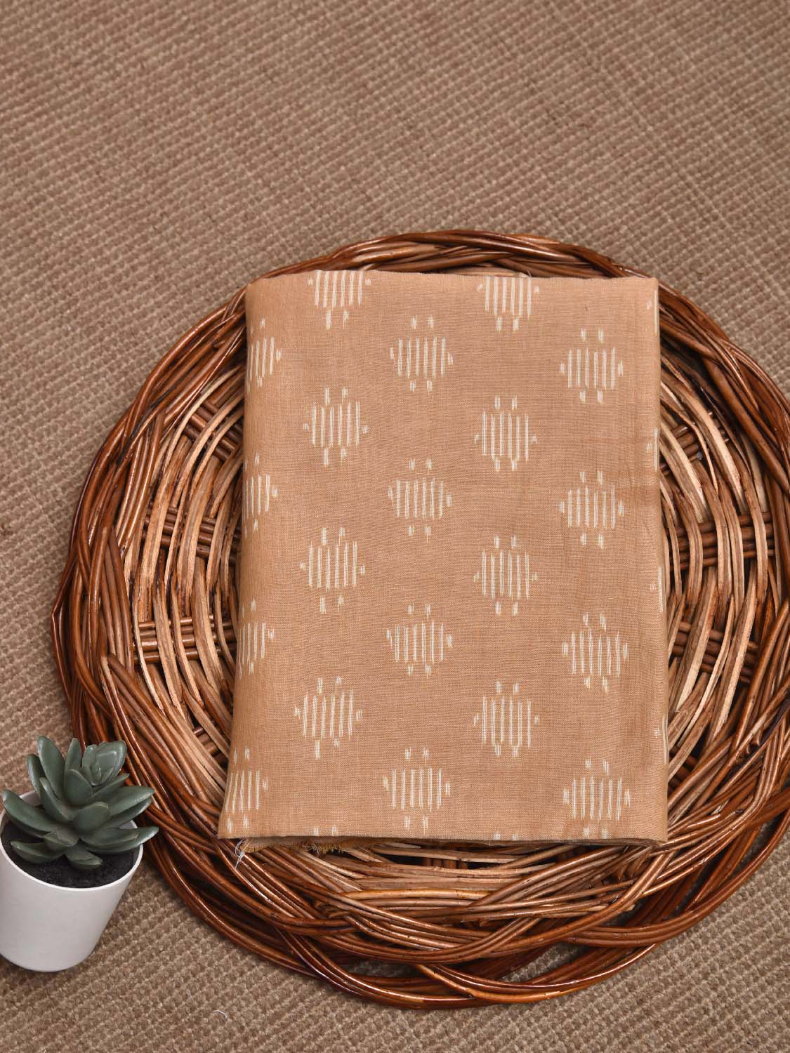 Cream Pochampally Ikat Cotton Handloom Blouse with Buta Design Length 1mt Width 44 Inches BL0142