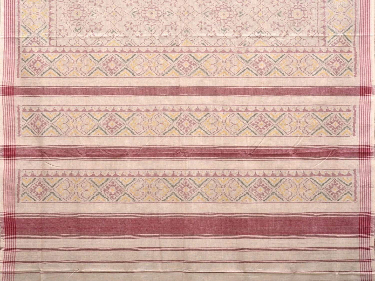 Cream Pochampally Ikat Cotton Handloom Saree with All Over Body Design i0633