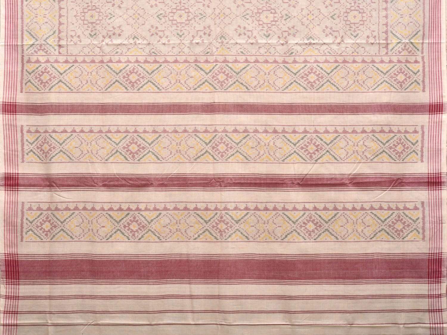 Cream Pochampally Ikat Cotton Handloom Saree with All Over Body Design i0633