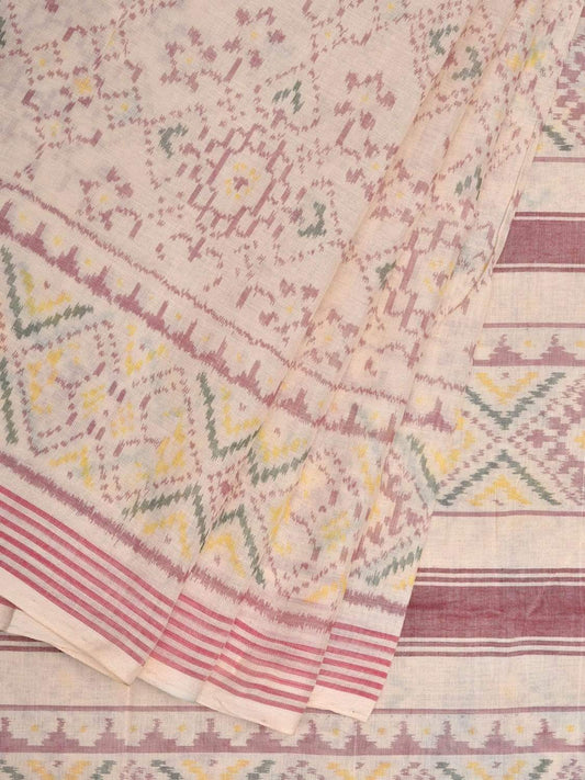 Cream Pochampally Ikat Cotton Handloom Saree with All Over Body Design i0633