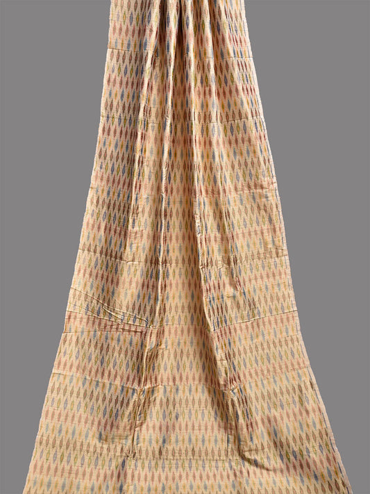 Cream Pochampally Ikat Raw Silk 2.5mts Fabric with Buta Design f0274