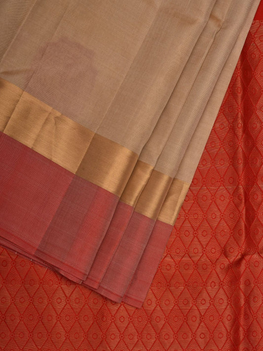 Cream Silk Handloom Saree with Kanchi Buta and Pallu Design o0296