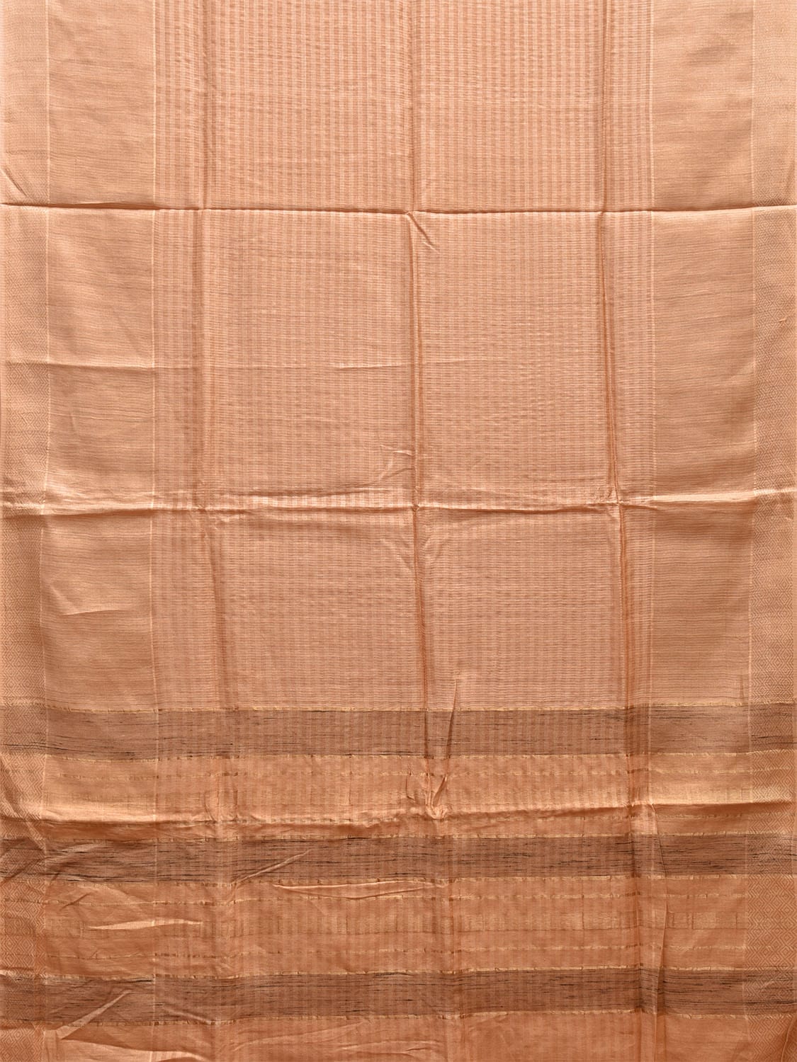 Cream Tussar Saree with Strips Body and Pallu Design o0573