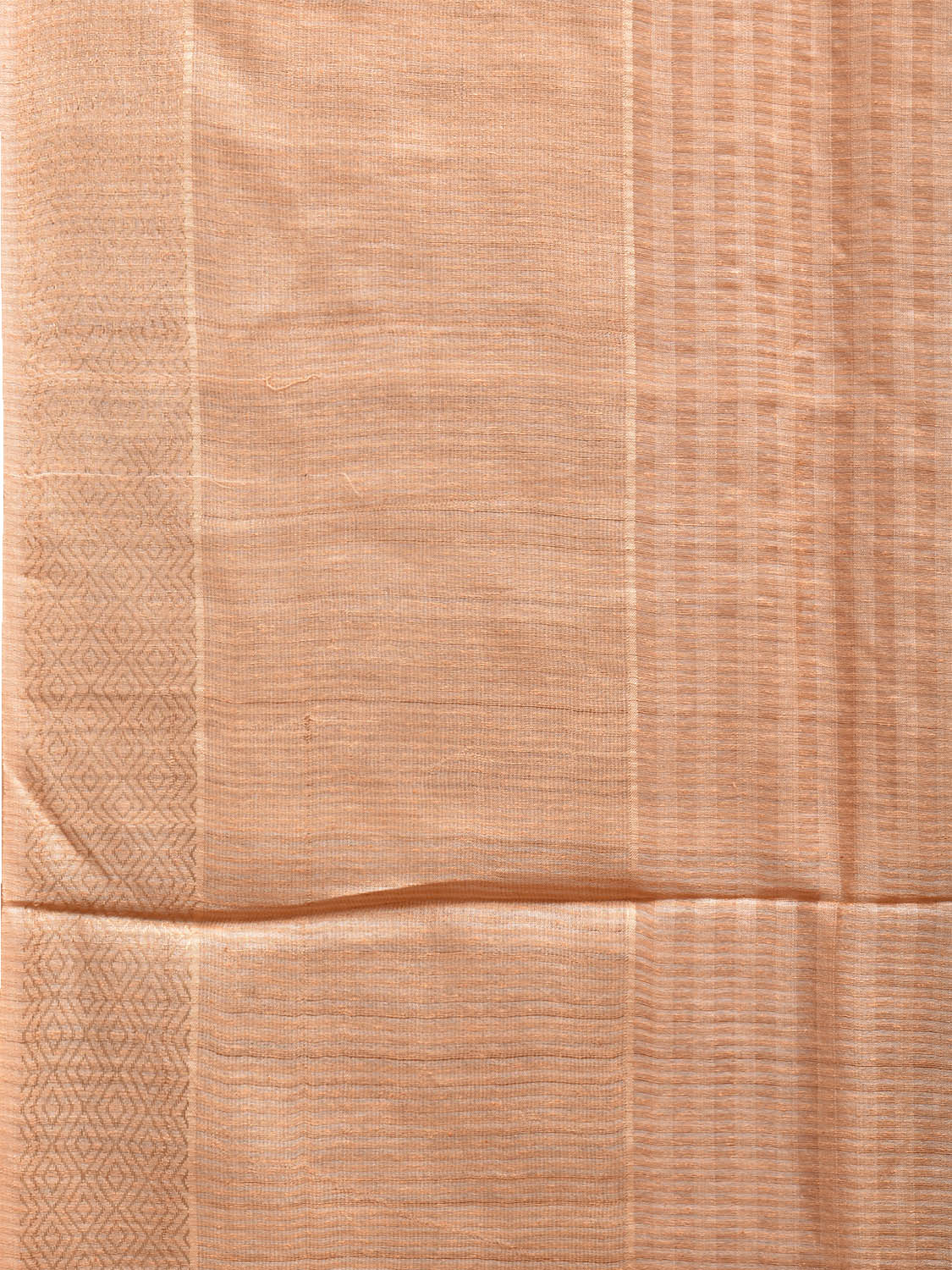 Cream Tussar Saree with Strips Body and Pallu Design o0573