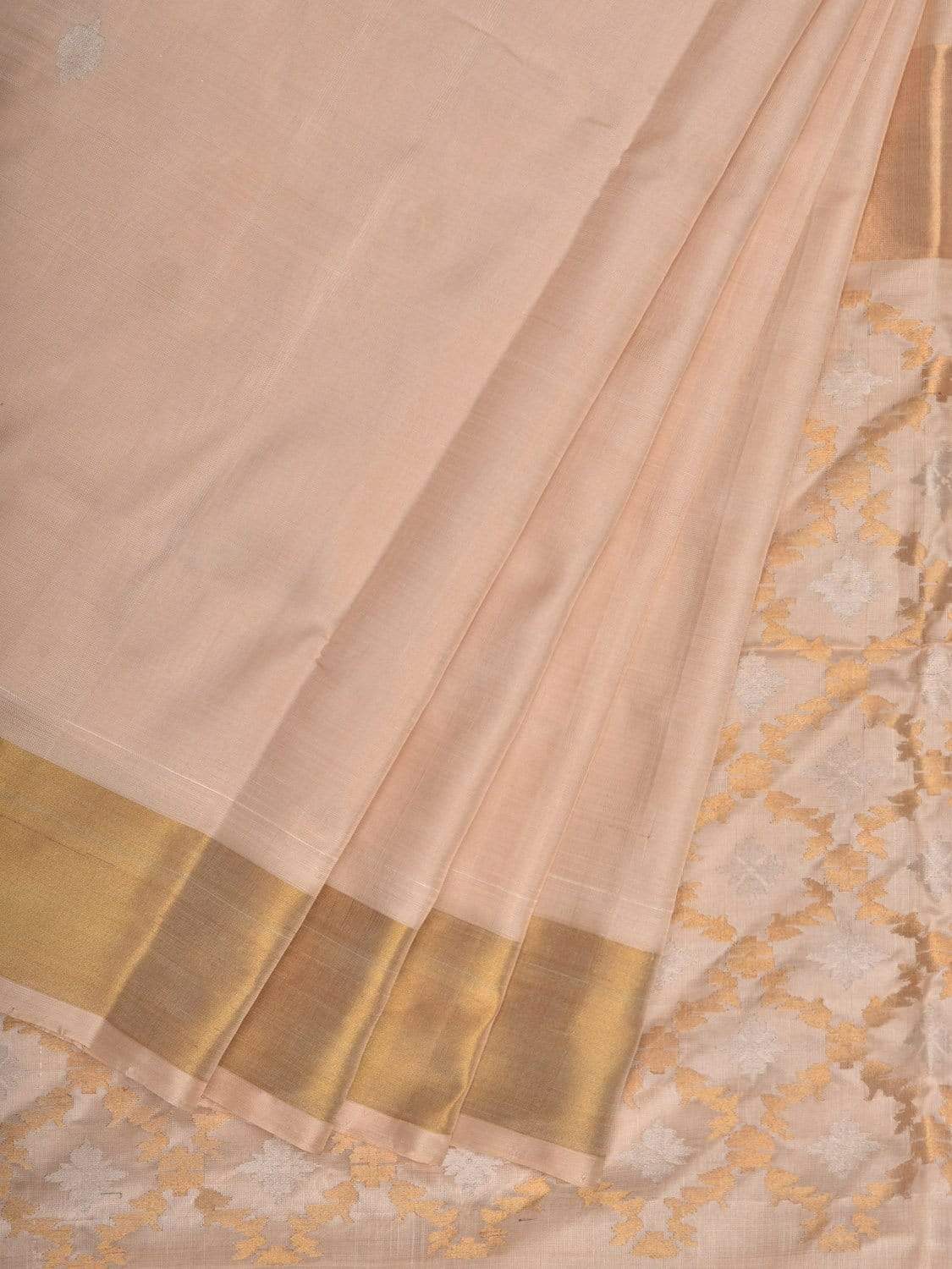 Cream Uppaa Silk Handloom Saree with Jamdani Pallu Design u1770