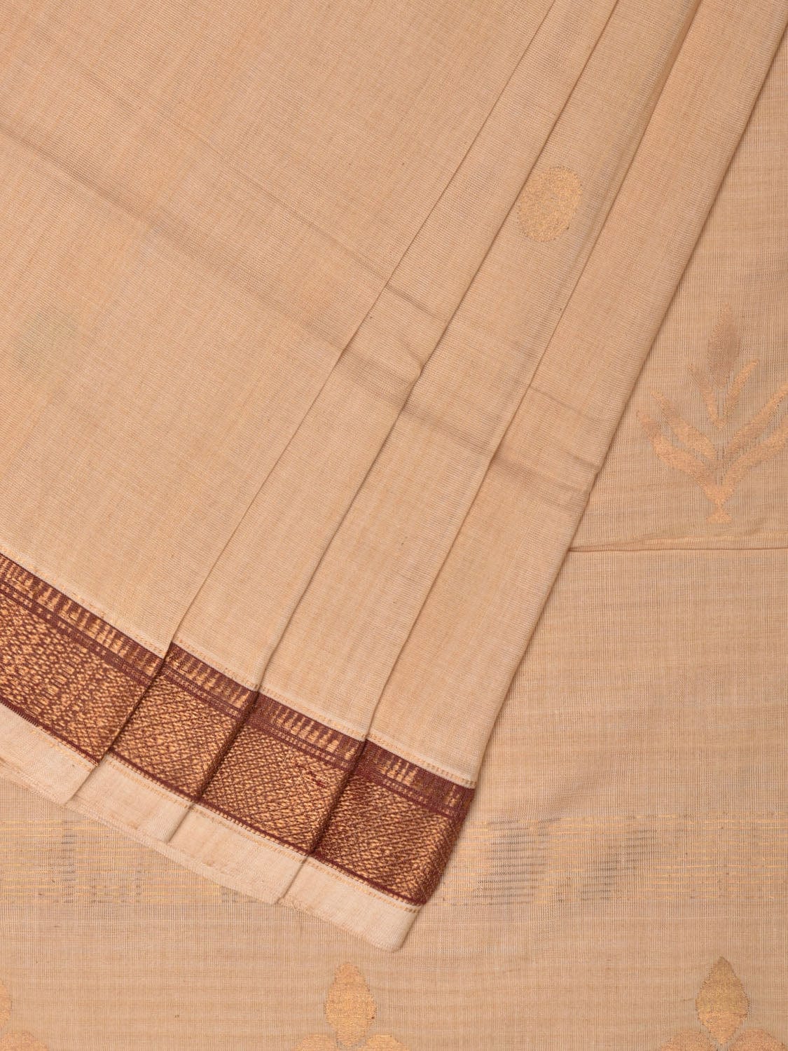 Cream Uppada Cotton Handloom Saree with Pallu Design u2127