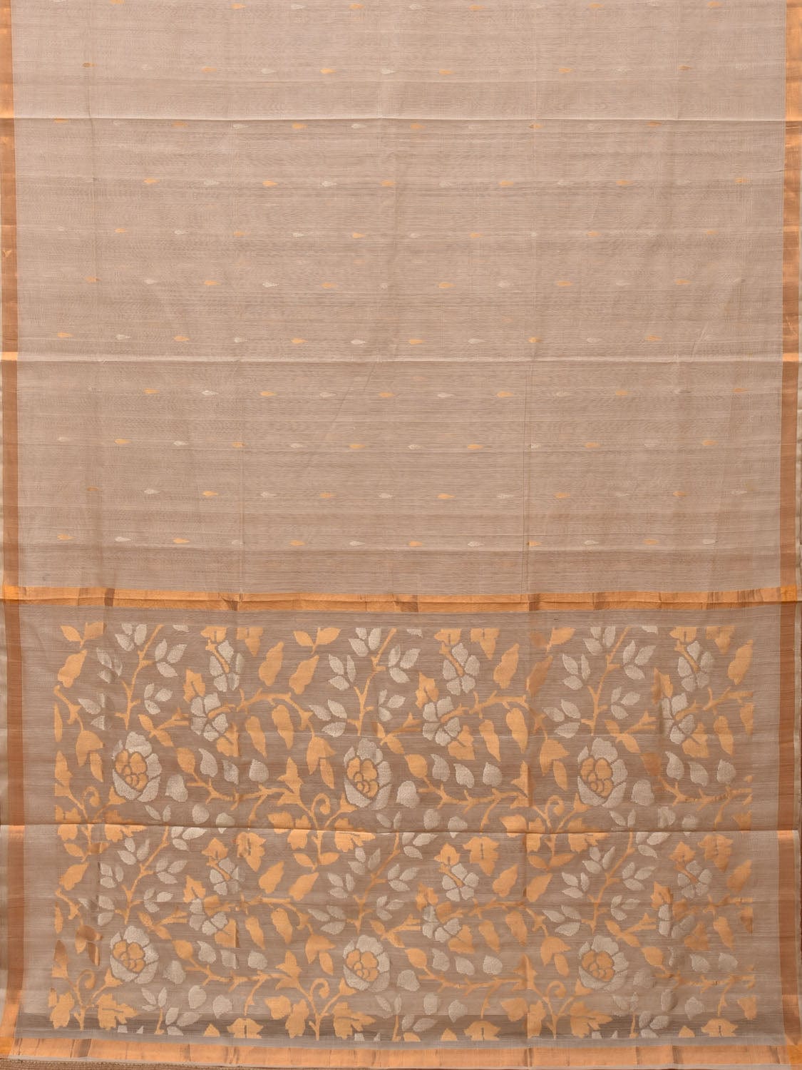 Cream Uppada Cotton Silk Handloom Saree with Floral Pallu Design u1978