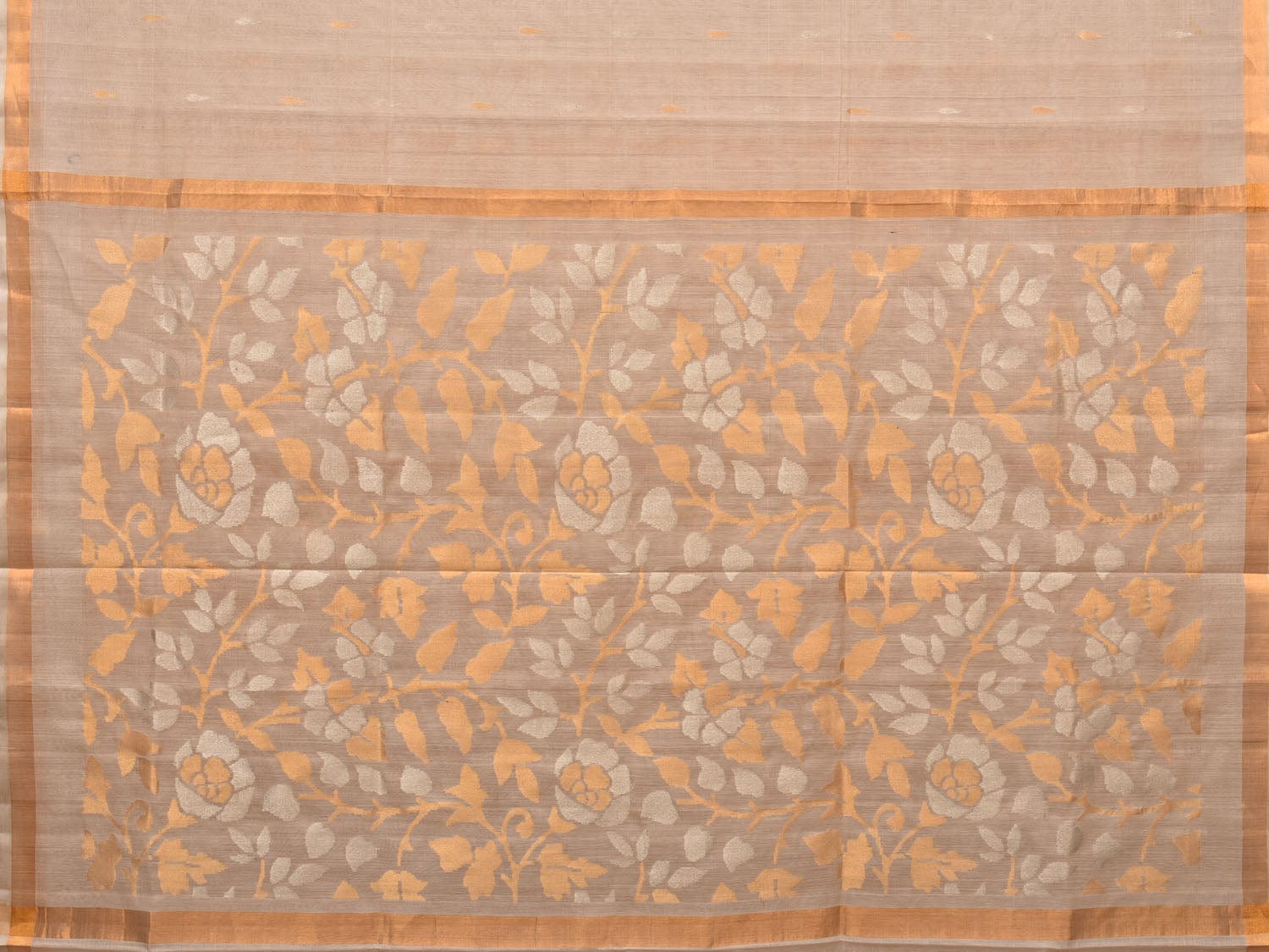 Cream Uppada Cotton Silk Handloom Saree with Floral Pallu Design u1978