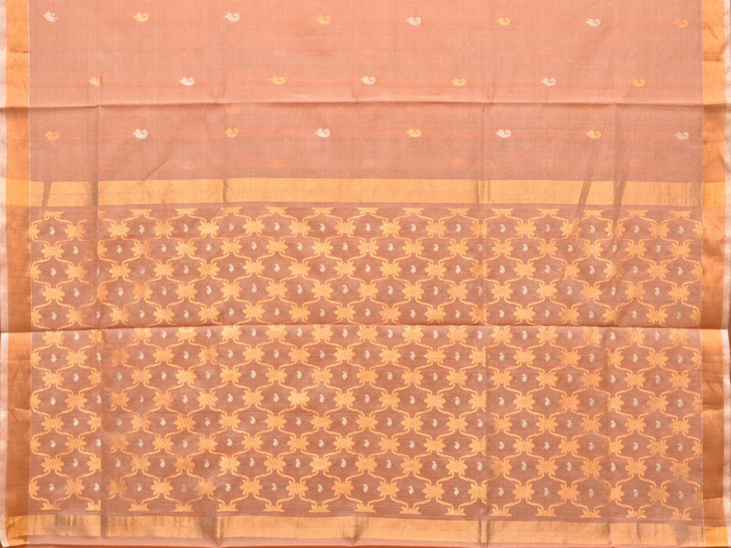 Cream Uppada Cotton Silk Handloom Saree with Jamdani Grill Design u2055