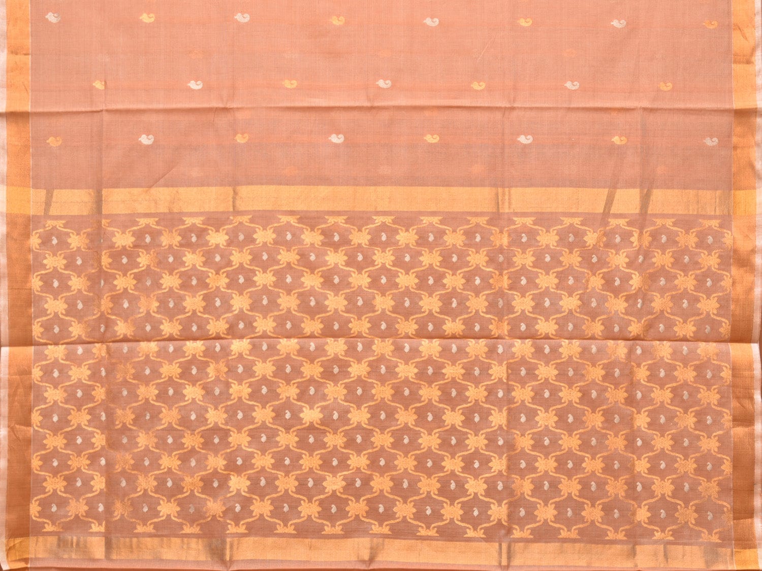 Cream Uppada Cotton Silk Handloom Saree with Jamdani Grill Design u2055