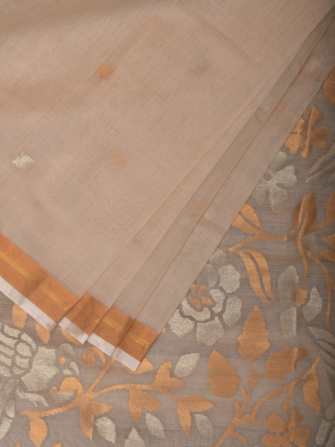 Cream Uppada Cotton Silk Handloom Saree with Pallu Design u1966