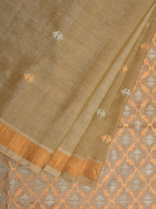 Cream Uppada Cotton Tussar Handloom Saree with Jamdani Pallu Design u2214