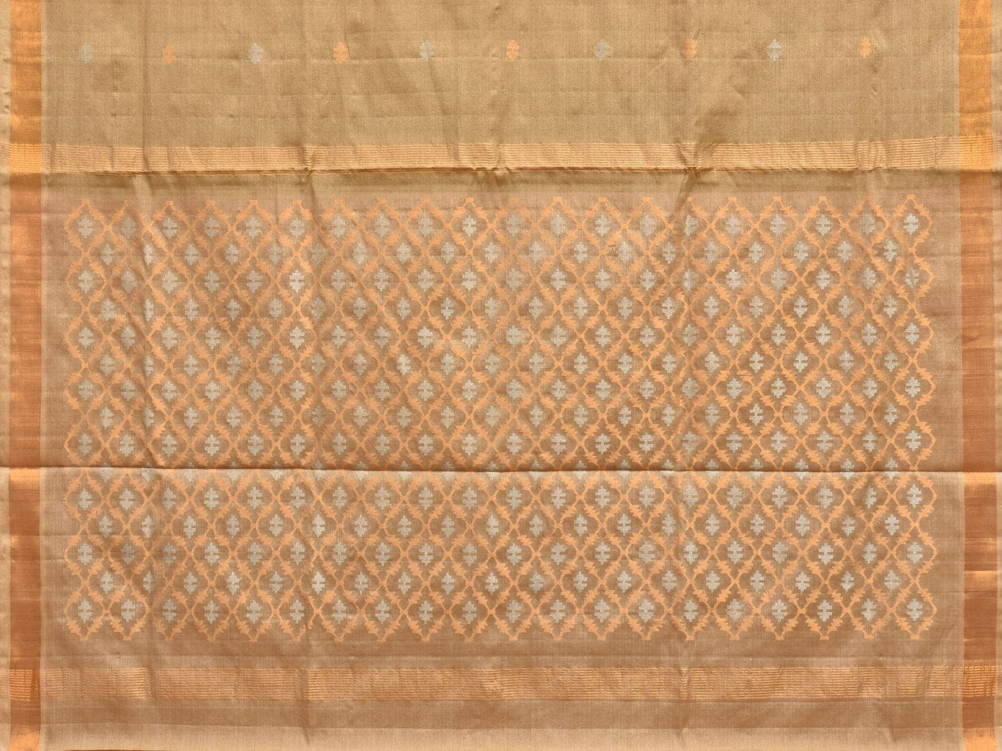 Cream Uppada Cotton Tussar Handloom Saree with Jamdani Pallu Design u2214