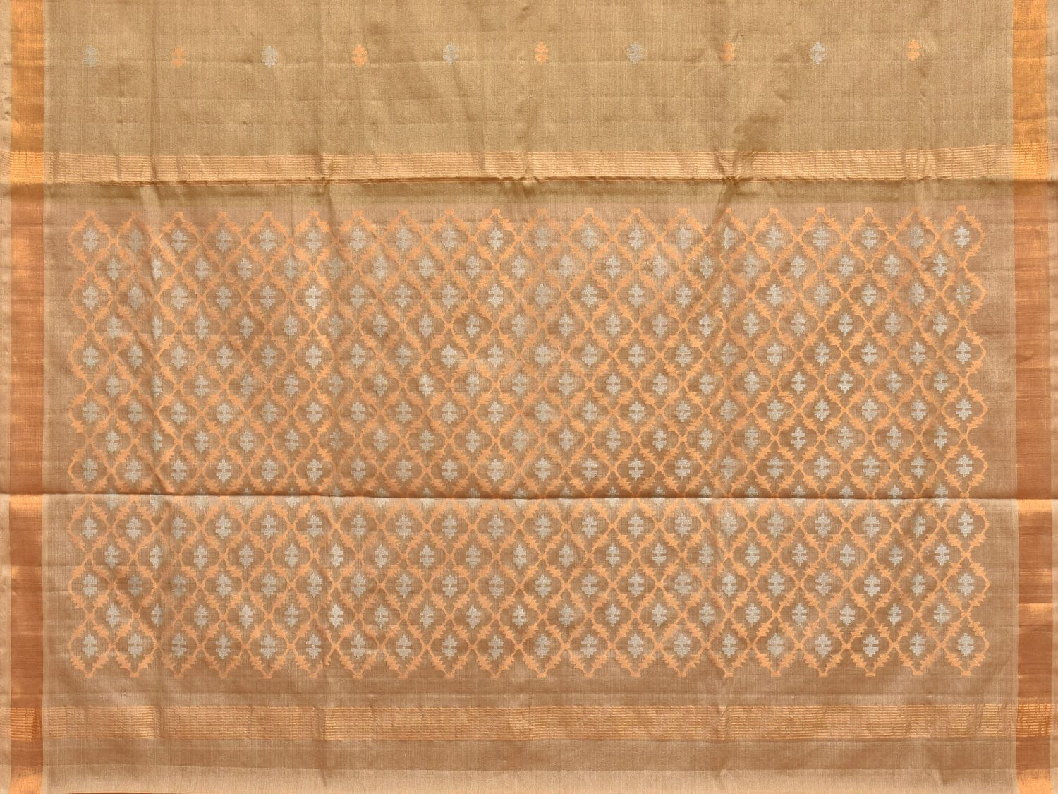 Cream Uppada Cotton Tussar Handloom Saree with Jamdani Pallu Design u2214