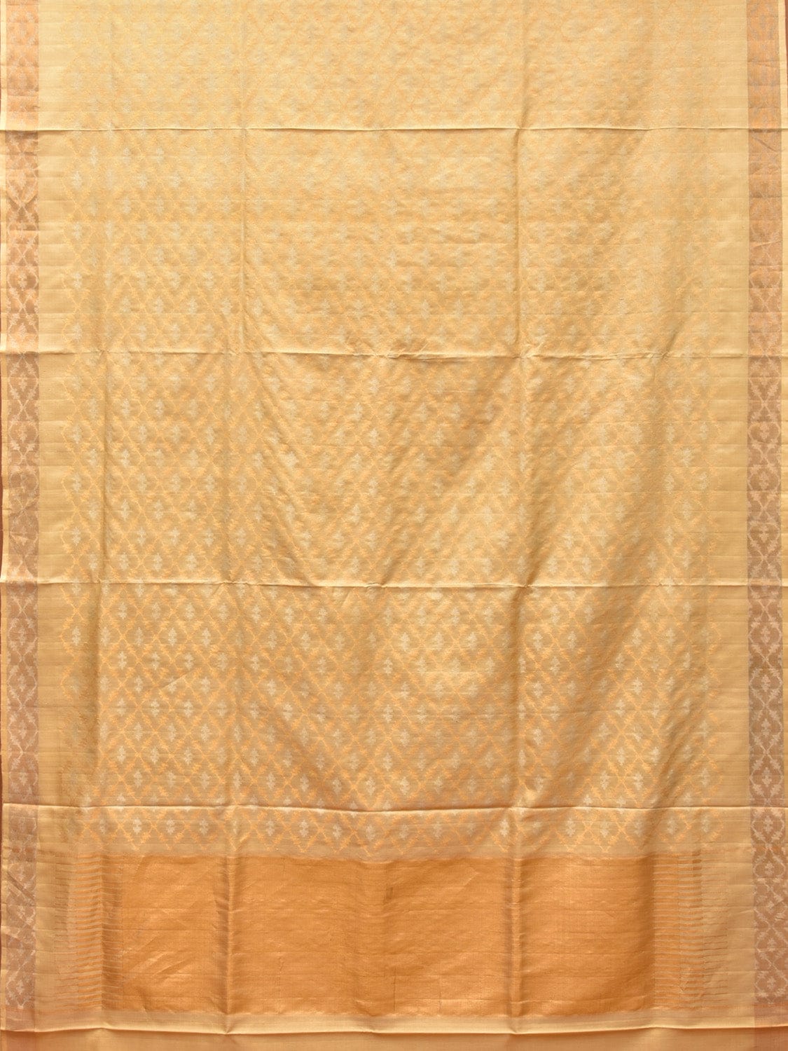 Cream Uppada Silk Handloom Saree with All Over and Border Jamdani Design u2070