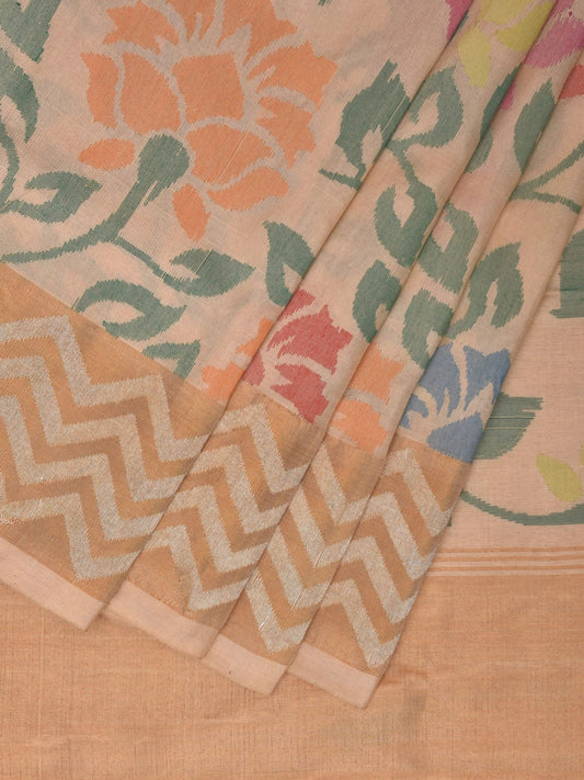 Cream Uppada Silk Handloom Saree with All Over Floral and Border Design u2250