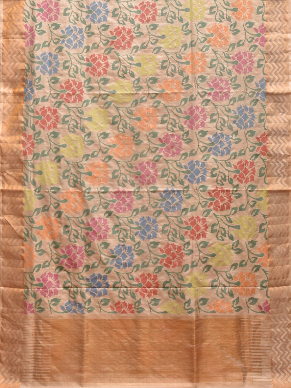 Cream Uppada Silk Handloom Saree with All Over Floral and Border Design u2250