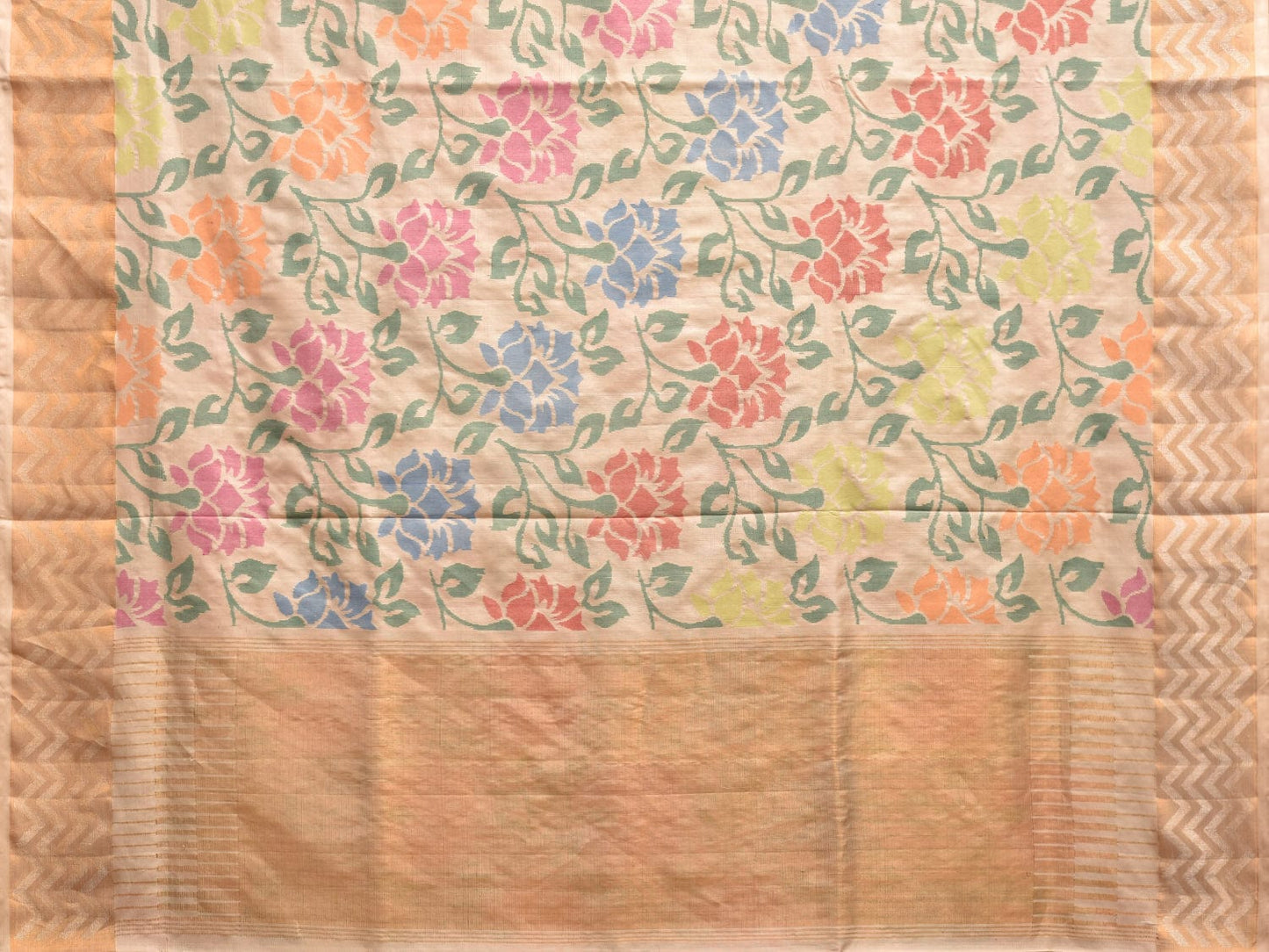 Cream Uppada Silk Handloom Saree with All Over Floral and Border Design u2250
