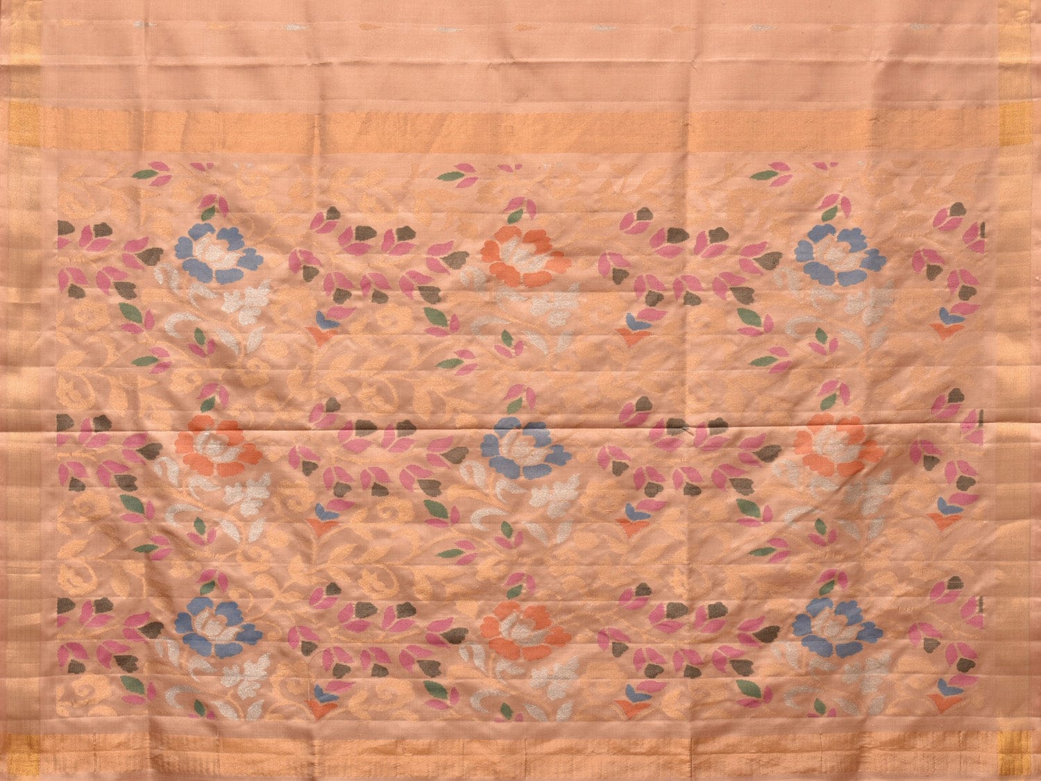 Cream Uppada Silk Handloom Saree with Floral Pallu Design u2187