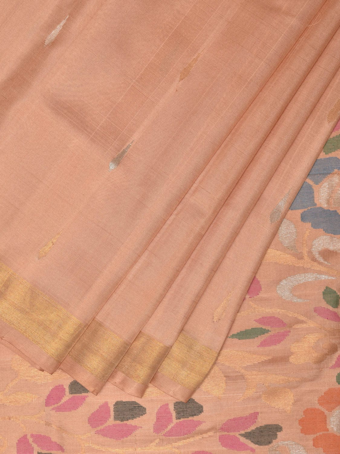 Cream Uppada Silk Handloom Saree with Floral Pallu Design u2187
