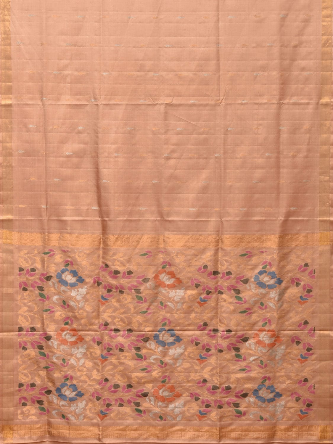 Cream Uppada Silk Handloom Saree with Floral Pallu Design u2187