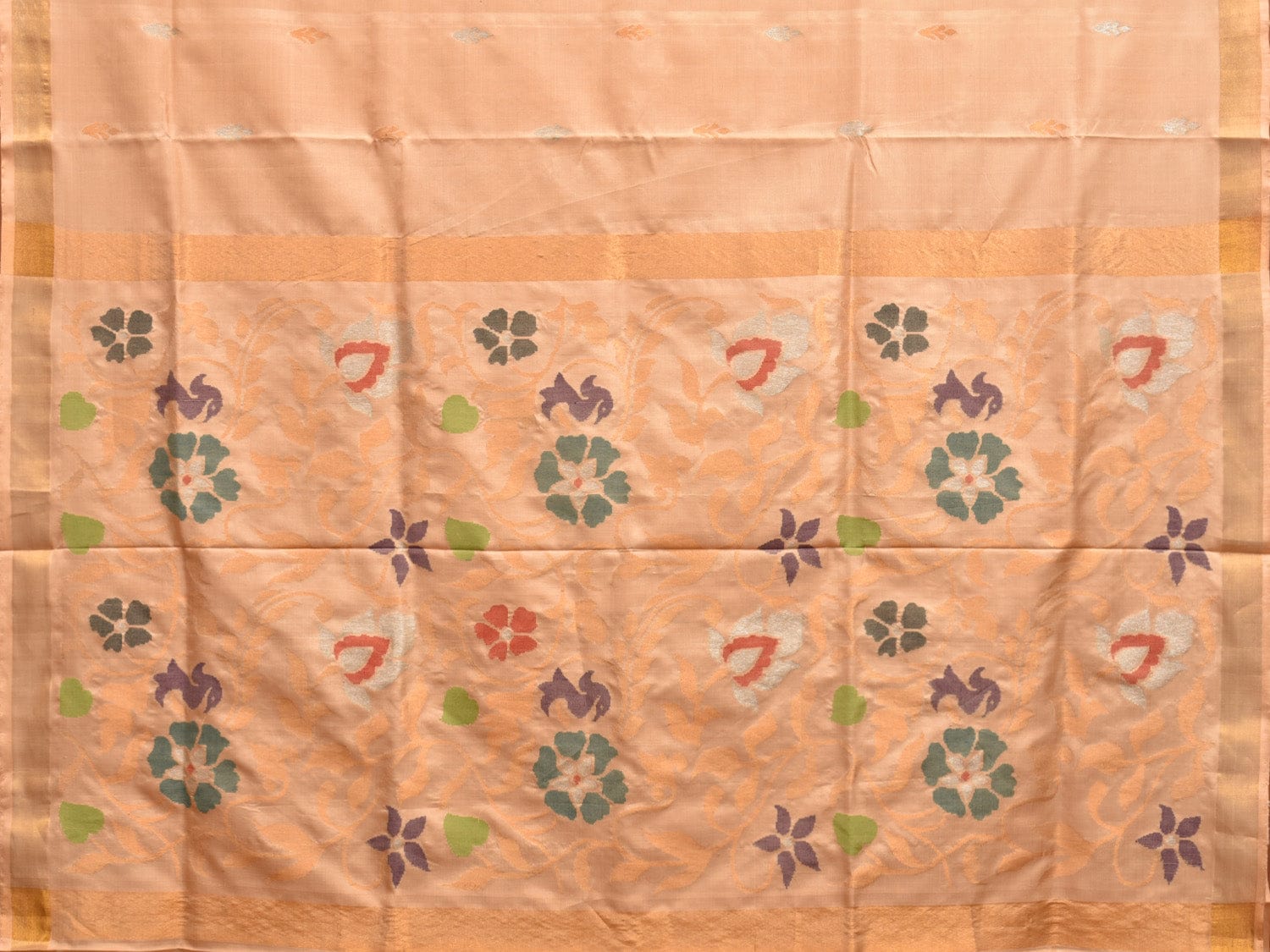 Cream Uppada Silk Handloom Saree with Floral Pallu Design u2226