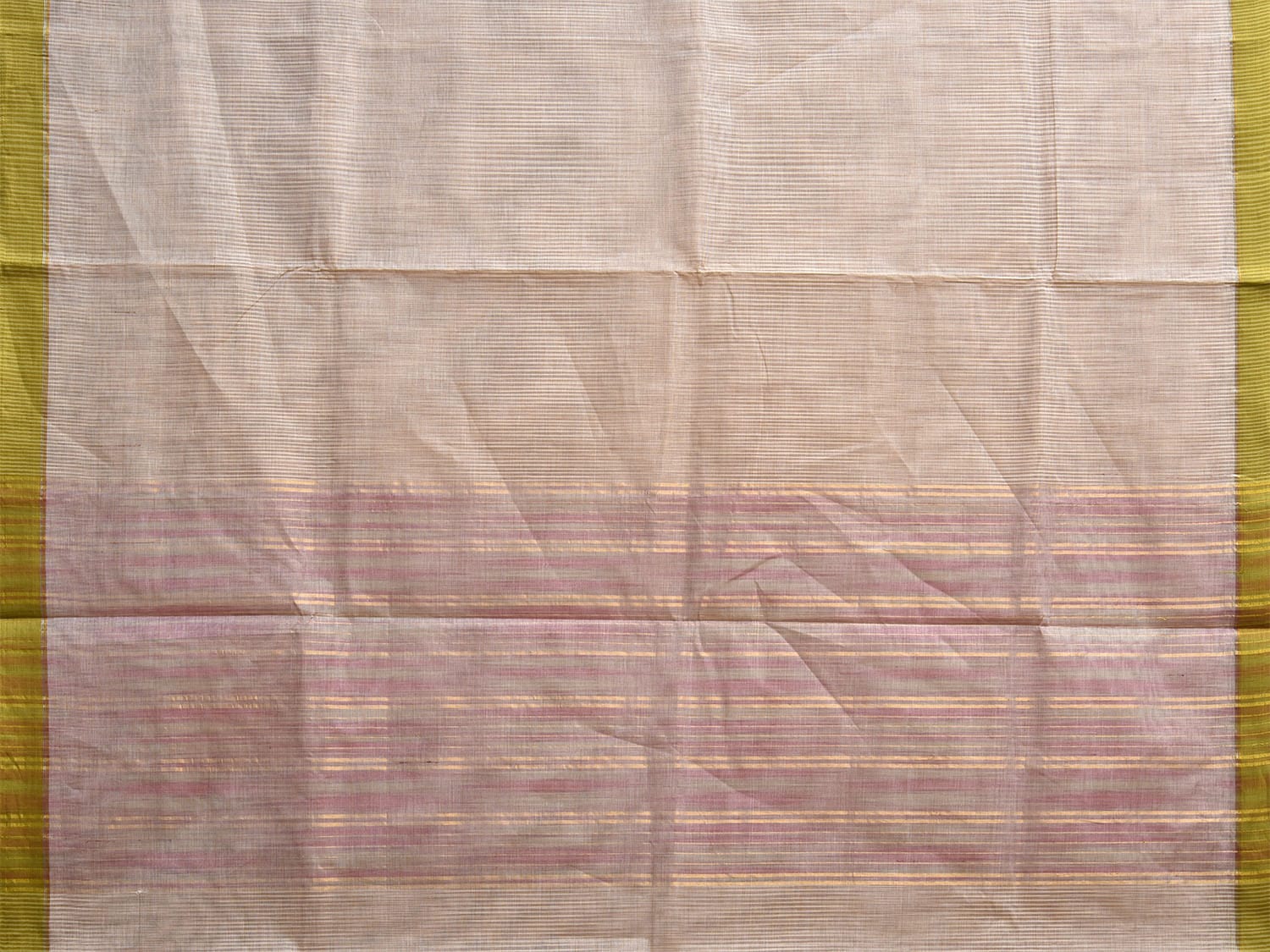 Cream Venkatagiri Cotton Saree with Body Strips Design No Blouse v0138