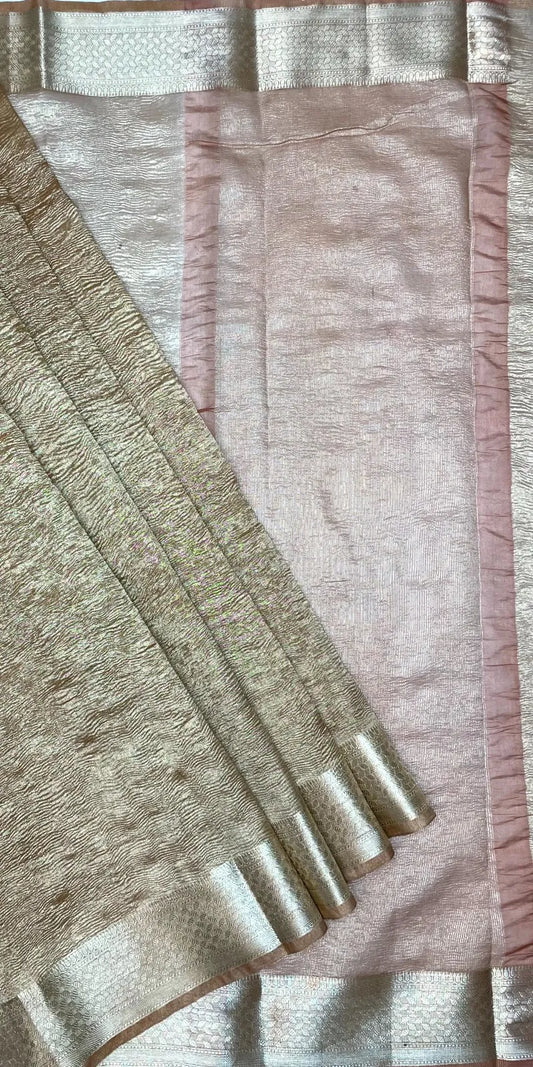 Crush Tissue Saree with Intricate Zari Border Design b0098ds