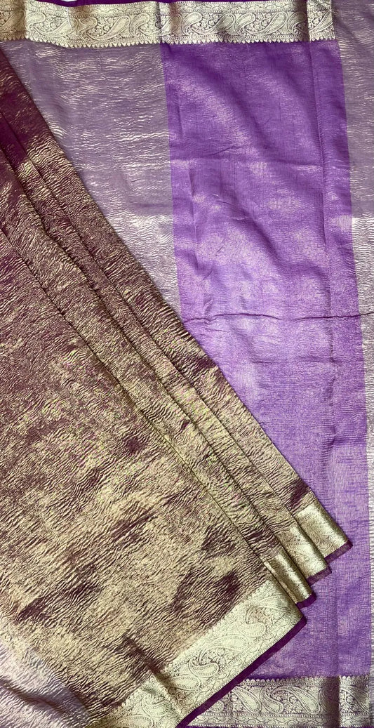 Crush Tissue Saree with Intricate Zari Border Design b0100ds