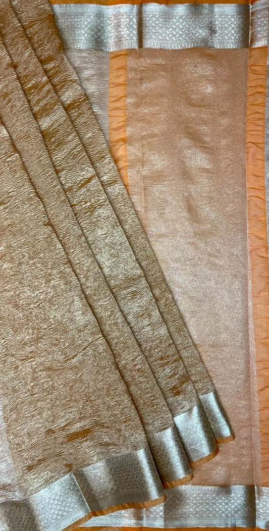 Crush Tissue Saree with Intricate Zari Border Design b0101ds