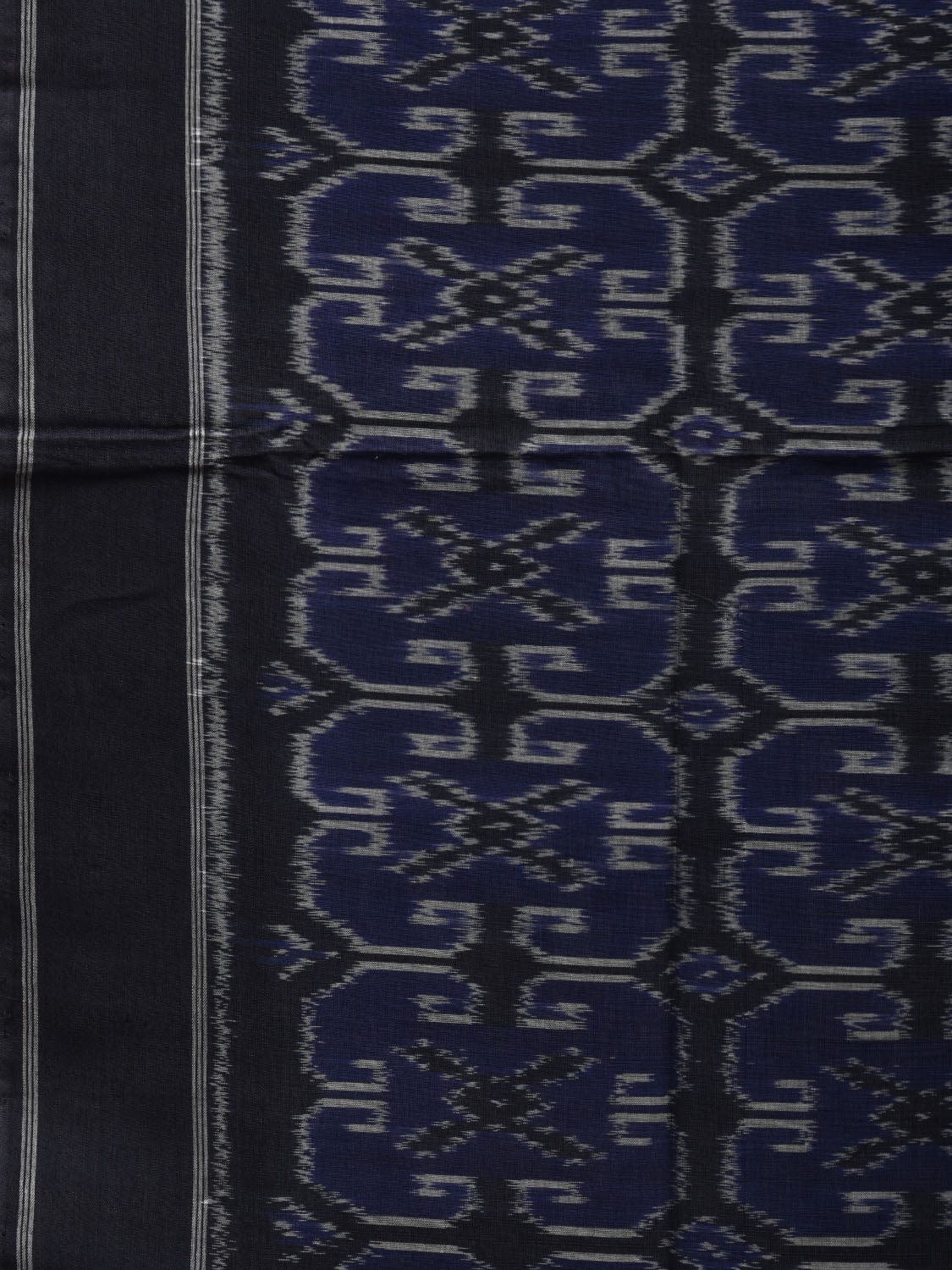 Dark Blue and Black Pochampally Ikat Cotton Handloom Saree with All Over Design i0645
