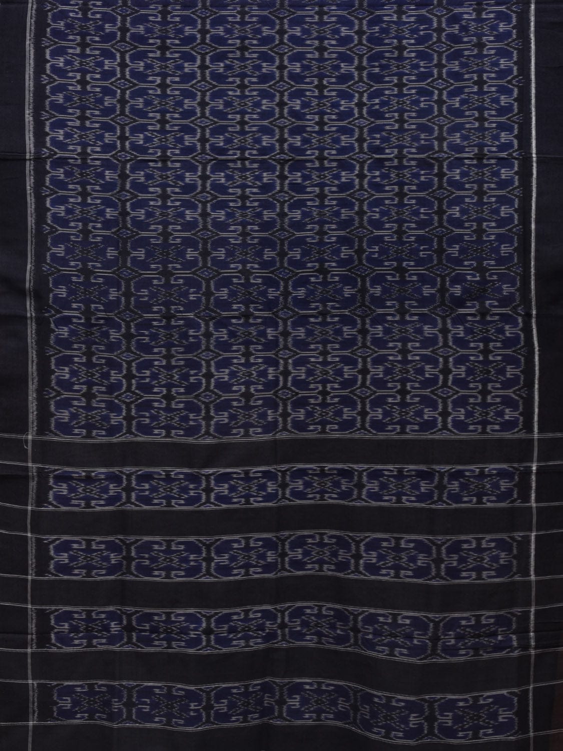 Dark Blue and Black Pochampally Ikat Cotton Handloom Saree with All Over Design i0645