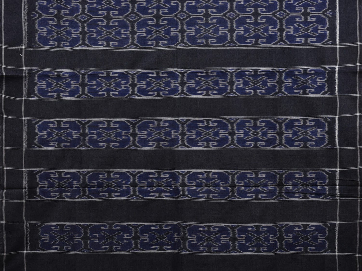 Dark Blue and Black Pochampally Ikat Cotton Handloom Saree with All Over Design i0645