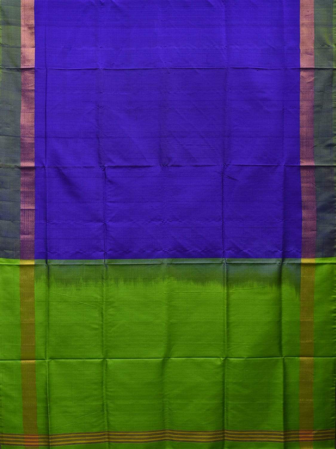 Dark Blue and Green Uppada Silk Handloom Plain Saree with Contrast Pallu u1794