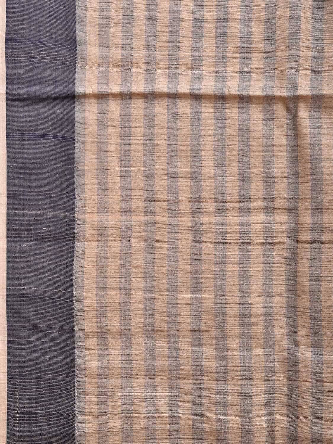 Dark Blue and Grey Tussar Saree with Strips Body and Pallu Design o0563