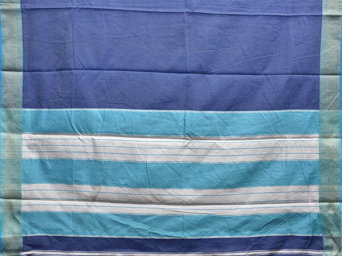 Dark Blue and Light Blue Bamboo Cotton Saree with Strips and Contrast Pallu Design No Blouse bc0570