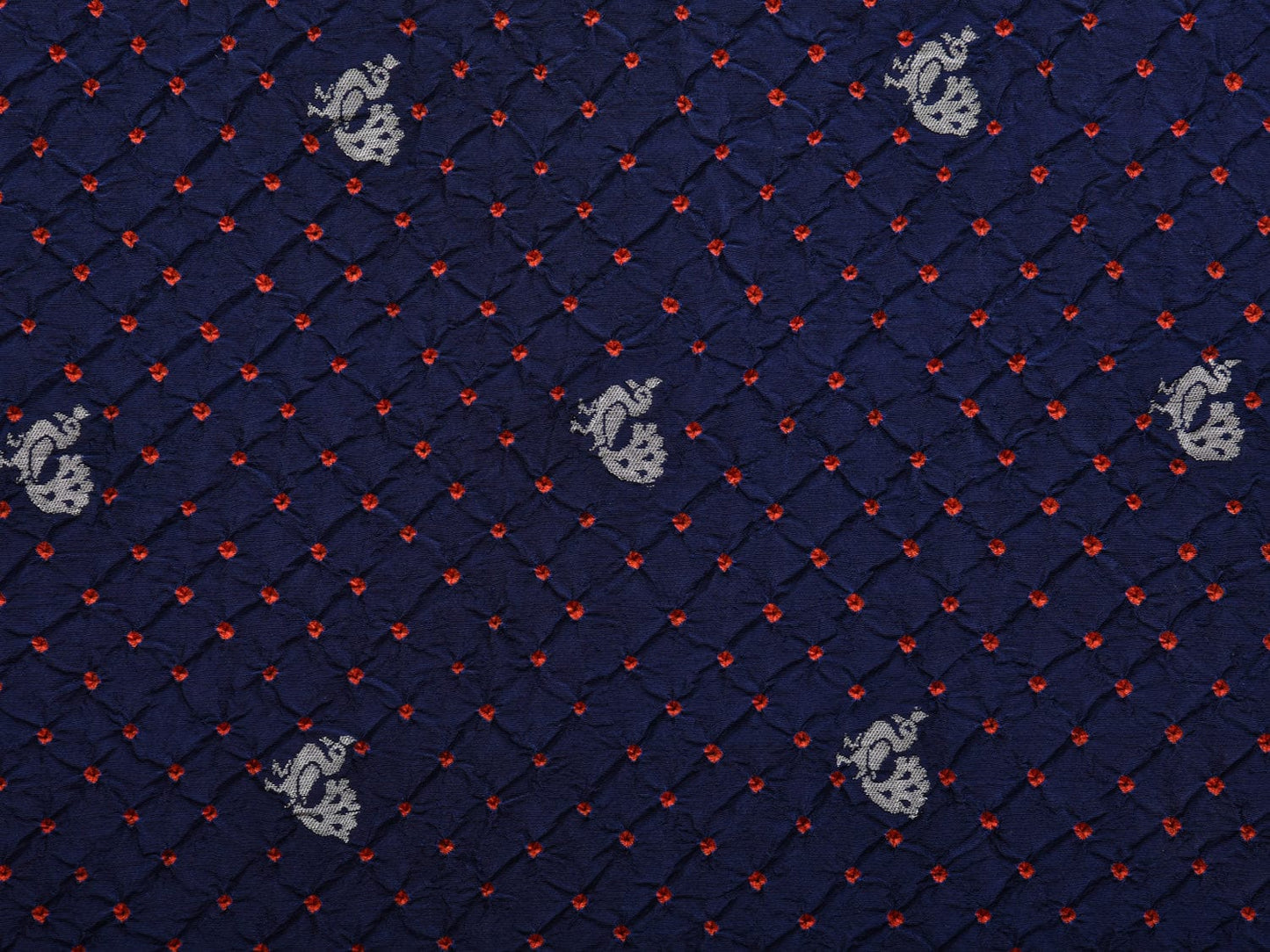 Dark Blue and Orange Bandhani Paithani Silk Handloom Saree with Border Design bn0365