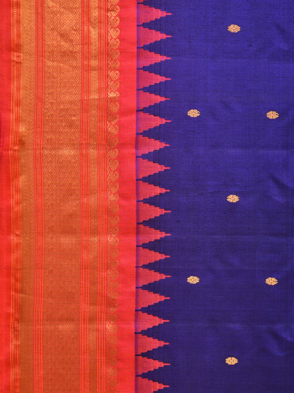 Dark Blue and Pink Gadwal Silk Handloom Saree with Mango Pallu Design g0334