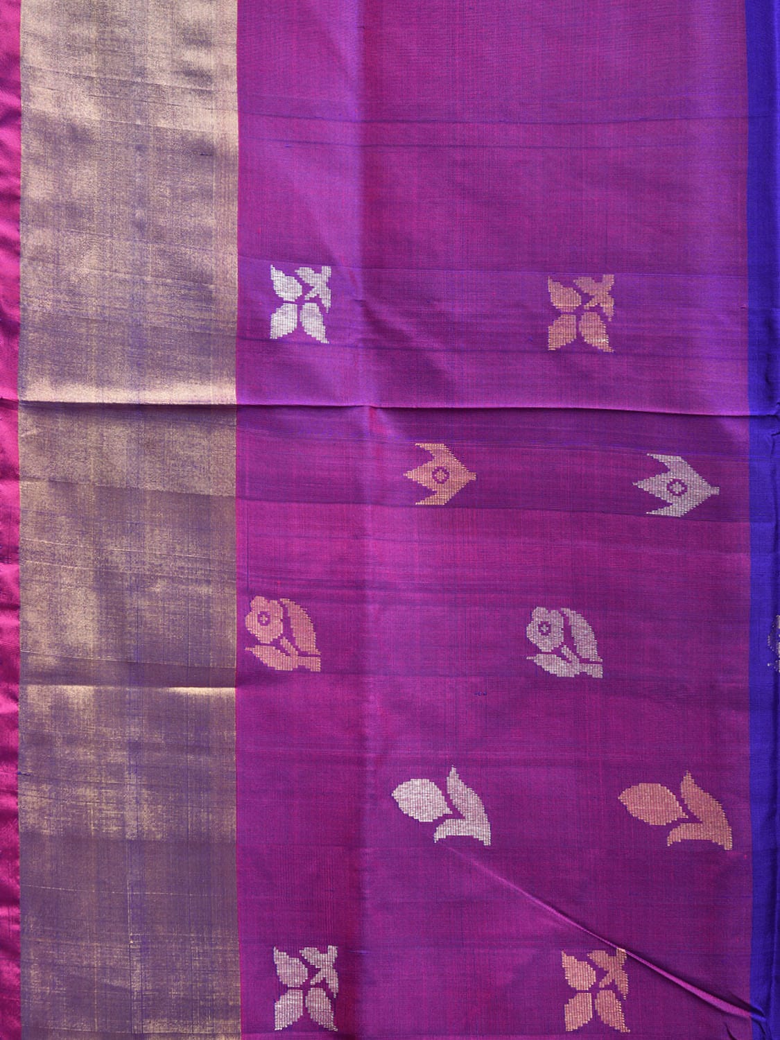 Dark Blue and Pink Uppada Silk Handloom Saree with Body Buta Design u2309