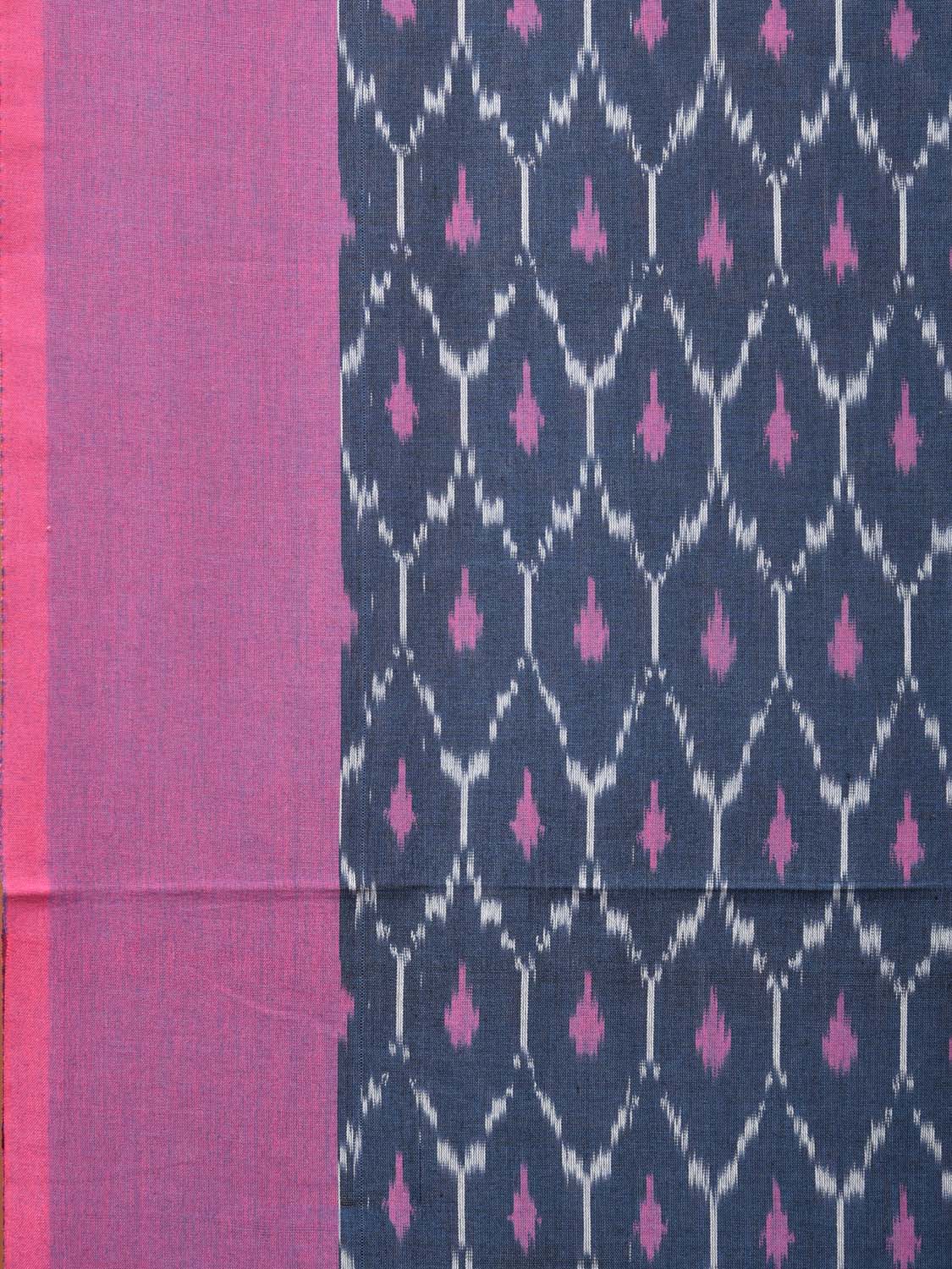 Dark Blue and Purple Pcohampally Single Ikat Cotton Handloom Saree with Grill Design No Blouse i0750