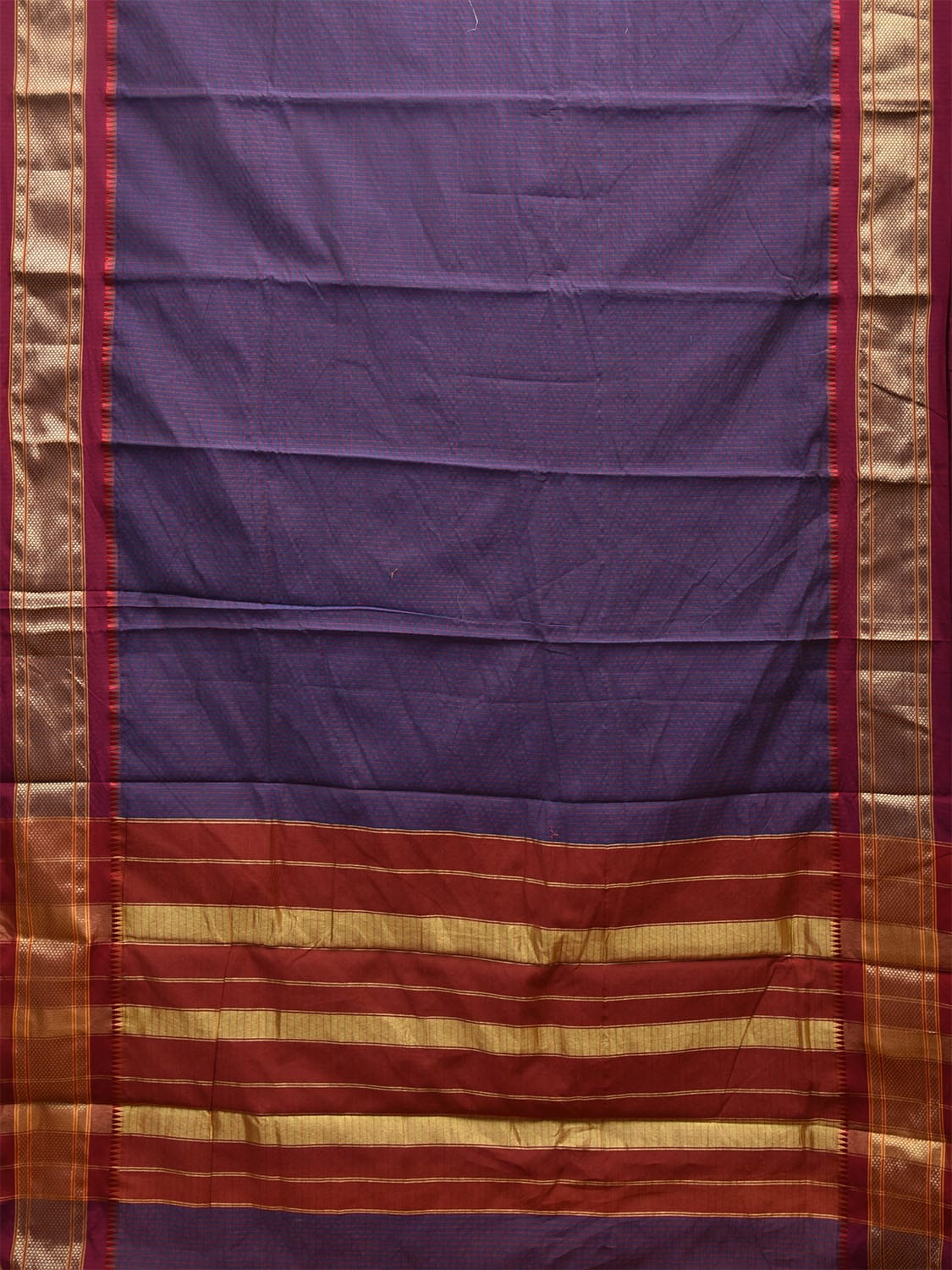 Dark Blue and Red Bamboo Cotton Saree with Checks Design No Blouse bc0488