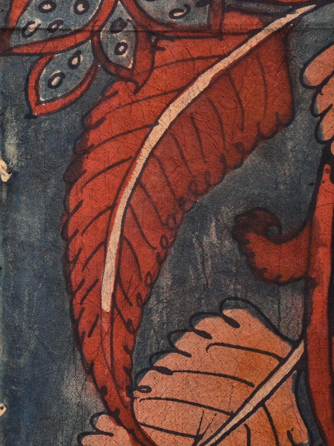 Dark Blue and Red Kalamkari Hand Painted Silk Handloom Saree with Floral and Peacocks Pallu Design KL0754