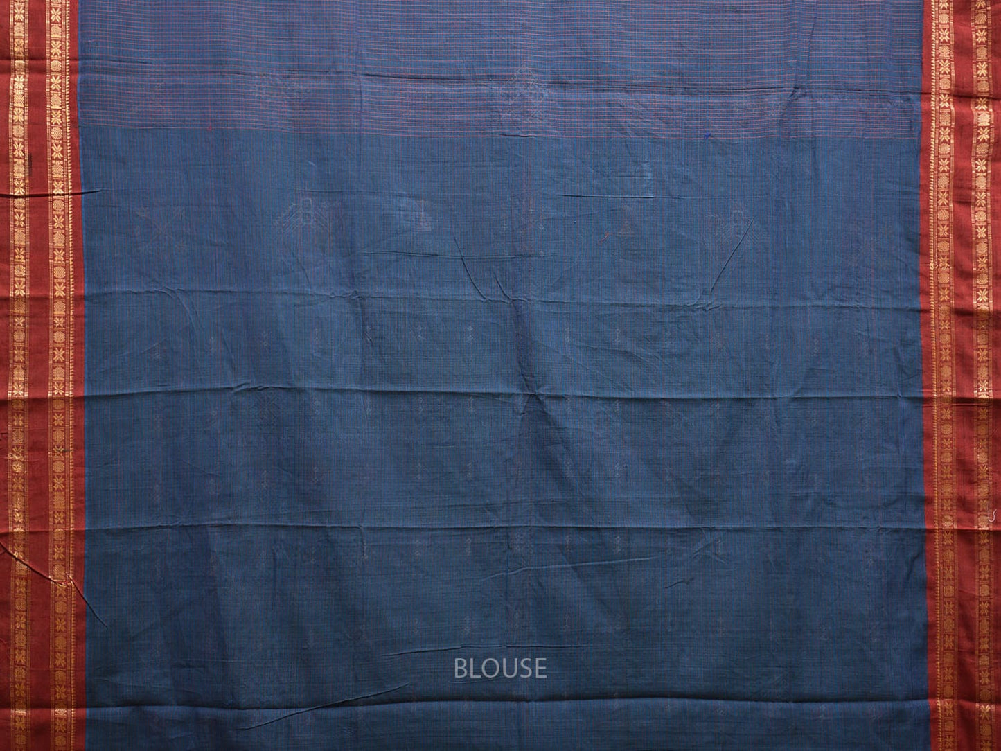 Dark Blue and Red Narayanpet Cotton Handloom Saree with Kasuti Work Design o0579