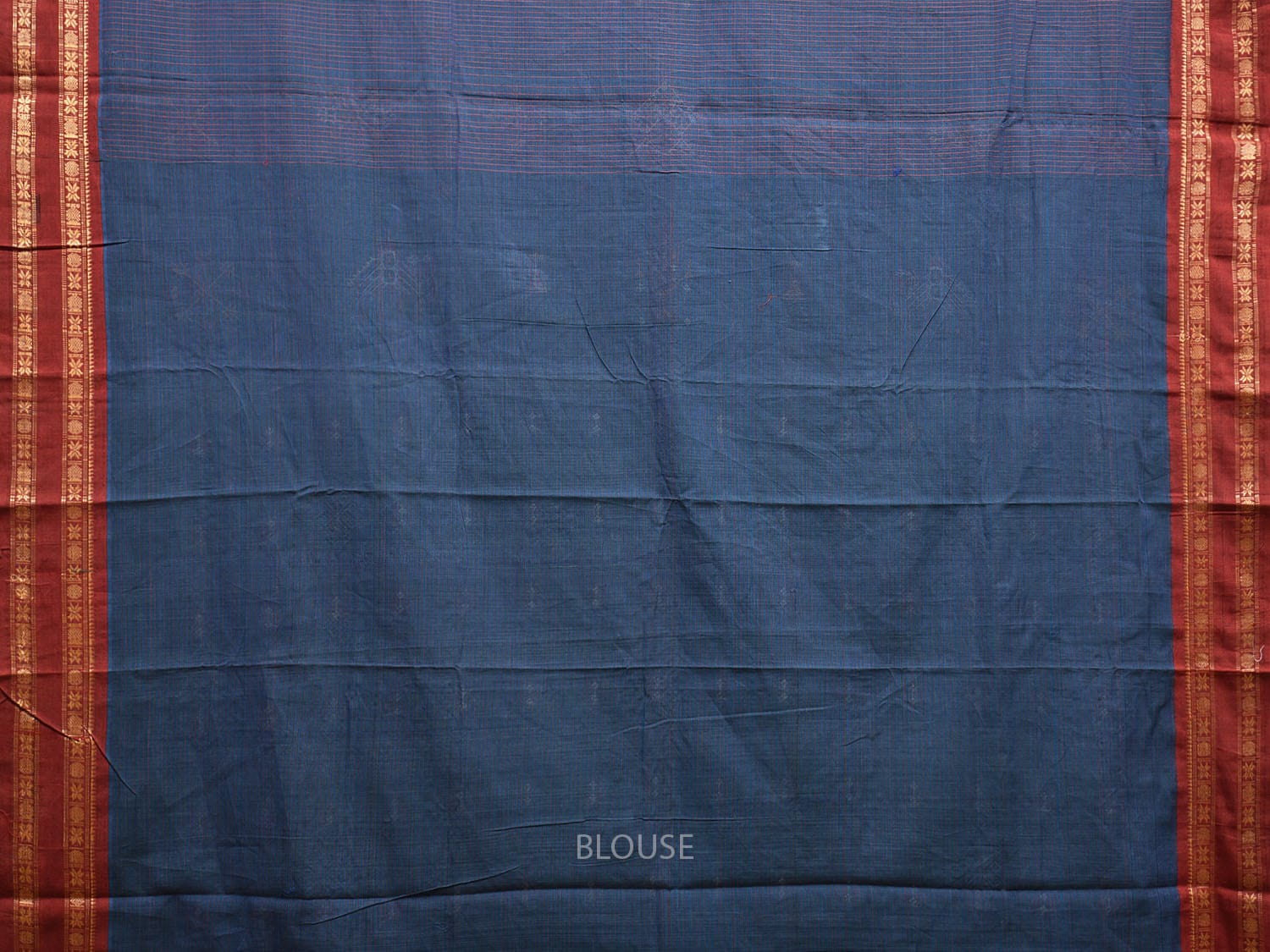 Dark Blue and Red Narayanpet Cotton Handloom Saree with Kasuti Work Design o0579