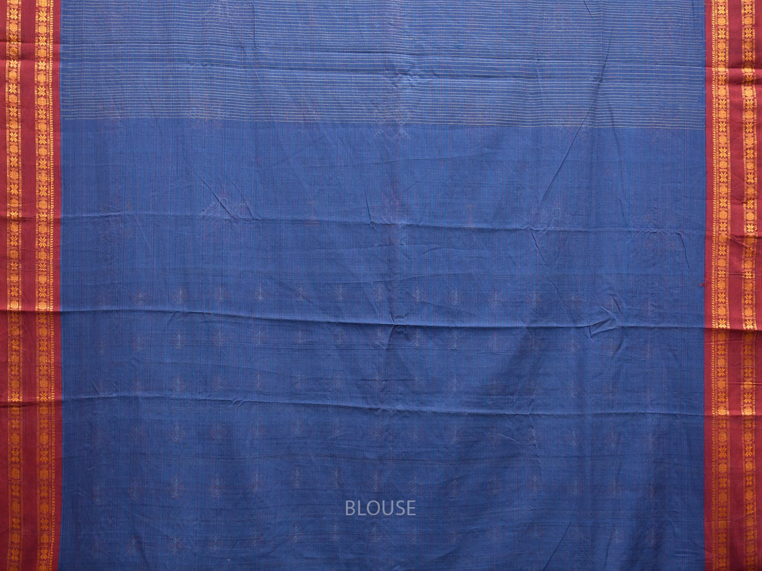 Dark Blue and Red Narayanpet Cotton Handloom Saree with Kasuti Work Design o0581