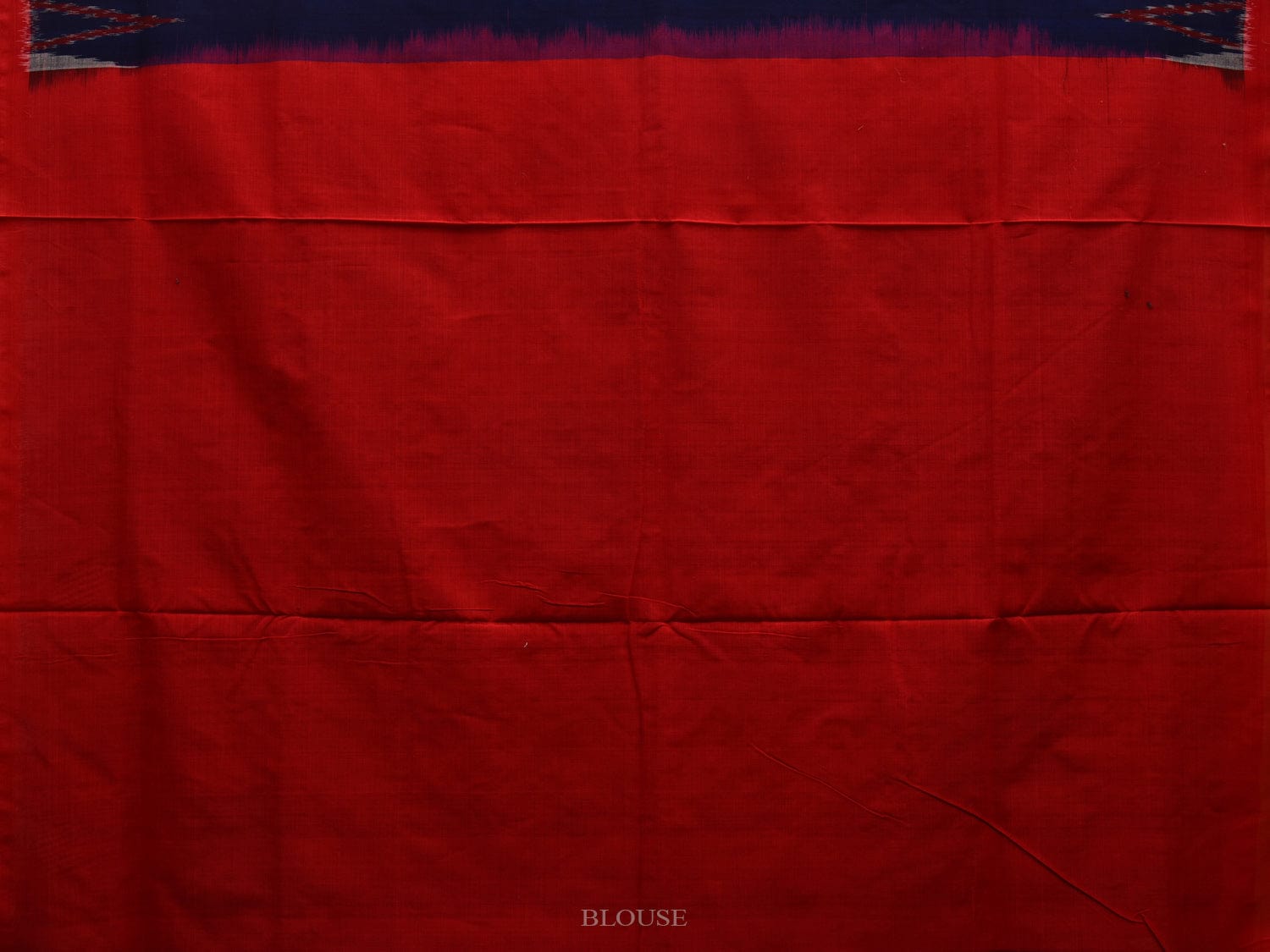 Dark Blue and Red Pochampally Ikat Cotton Handloom Saree with Big Temple Border Design i0653