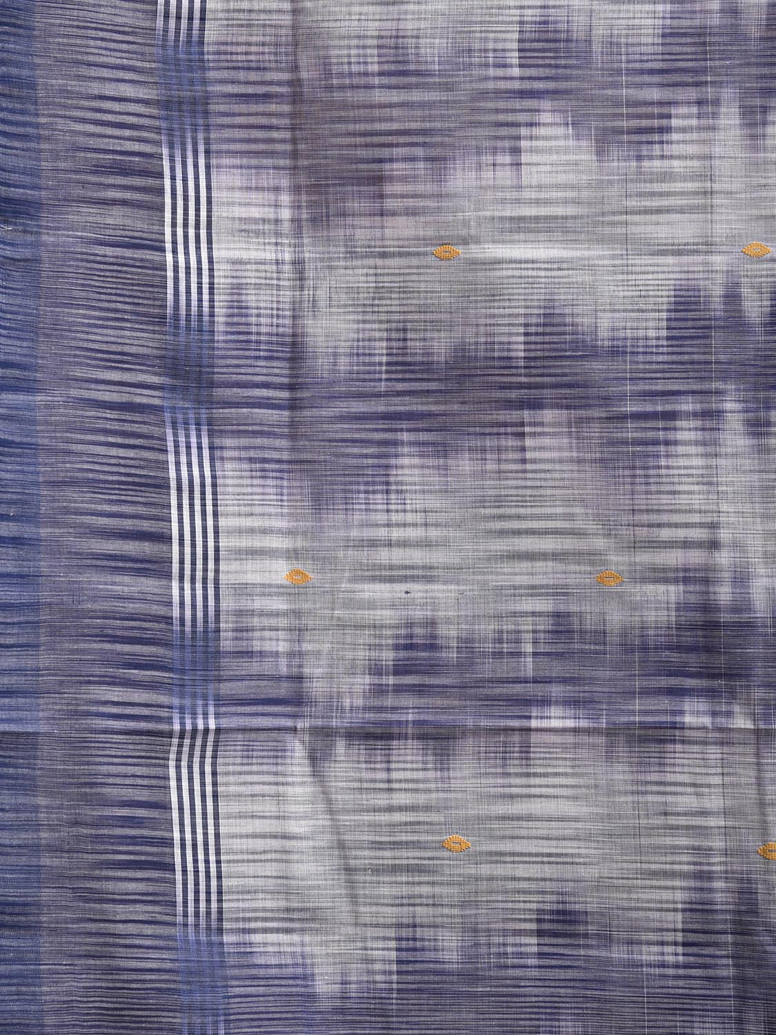 Dark Blue and White Venkatagiri Cotton Saree with Strips Pallu and Ikat Style Design v0131